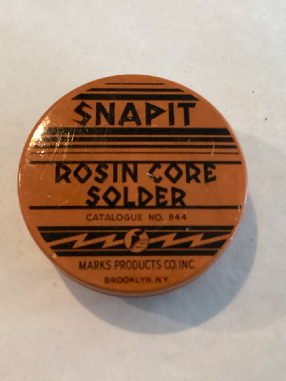 Vtg. Tin of SNAPIT ROSIN CORE SOLDER Marks Products Company 1940s-1950s